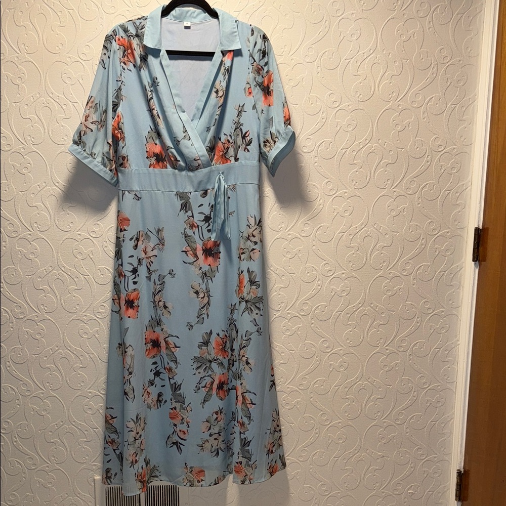 Floral Wrap Dress in Blue